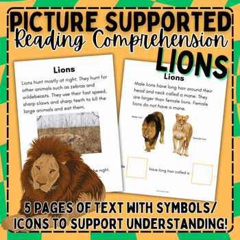 Preview of Picture and Symbol Supported Non-Fiction Reading Comprehension: LIONS | Sped