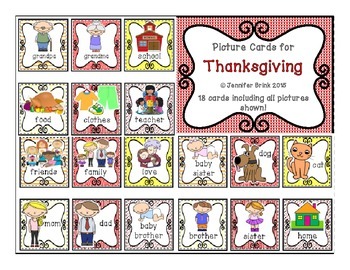 Preview of Picture cards: Thanksgiving words #I am thankful for