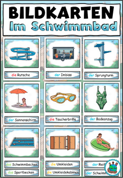 Preview of Picture cards / word cards "Im Schwimmbad" - summer | Deutsch | German