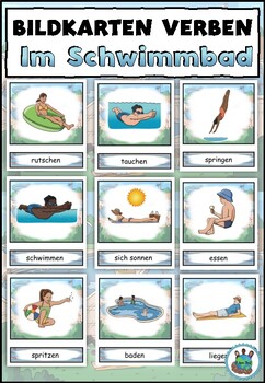 Preview of Picture cards / word cards "Im Schwimmbad" - verbs | Deutsch | German