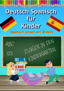 Preview of Picture dictionary German Spanish, two language dictionary with workbook