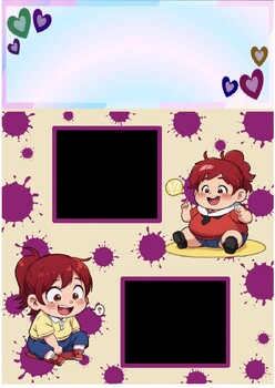Preview of Picture frame with children's pattern, worksheet, note taking, activity