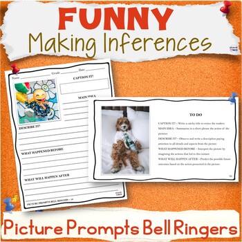 Preview of Funny Prompts Picture of the Day ELA Bell Ringers - Making Inferences Writing -