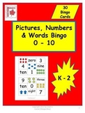 Pictures, Numbers and Words 0 to 10 | Math Bingo