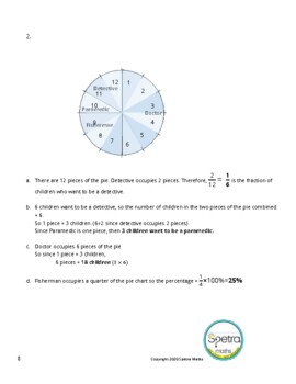 pie charts word problems worksheet 1 with step by step answers