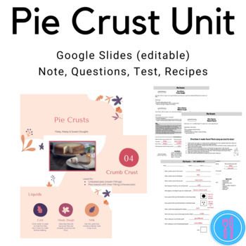 Preview of Pie Crust Baking And Cooking Unit For The Culinary High School And FCS Classroom