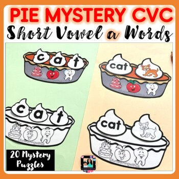 Preview of Pie Mystery CVC Short  Vowel a Words | Crack The Code CVC Puzzles