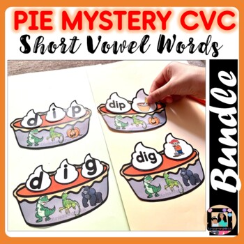 Preview of Pie Mystery CVC Short Vowels Bundle | Thanksgiving Crack The Code CVC Words
