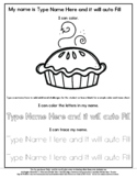Pie - Name Tracing & Coloring Editable Sheet - #60CentFind