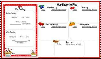 Preview of Pie Tasting Tally and Describing Words Activity (Thanksgiving or Christmas)