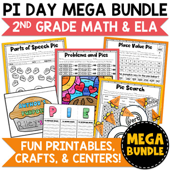 Preview of Pie Themed Bundle Pi Day and Thanksgiving | No Prep Craft & Centers