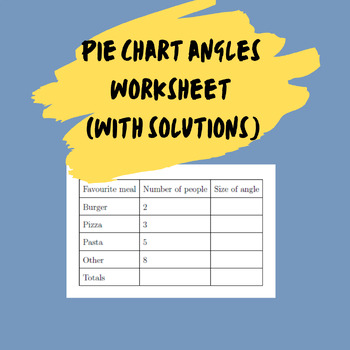 Preview of Pie chart angles worksheet (with solutions)
