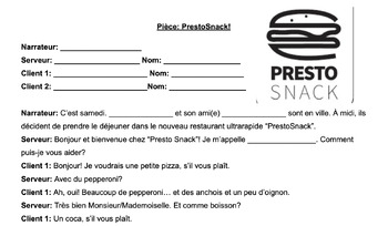 Preview of Pièce de théâtre - PrestoSnack!