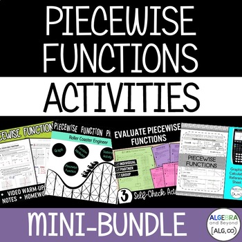 Preview of Piecewise Functions Activities Mini-Bundle | Review Worksheet Activities