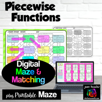 Preview of Piecewise Functions Digital Maze and Matching Activities plus Print