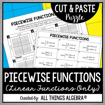 Preview of Piecewise Functions Cut and Paste Puzzle (Linear Functions only)