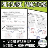 Piecewise Functions Complete Lesson | Warmup | Guided Notes | Homework