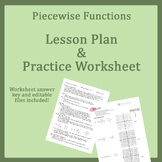 Piecewise Functions Lesson and Practice Worksheet