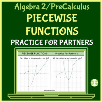 Preview of Piecewise Functions - Practice for Two Partners/Practice A & B Forms/Quiz