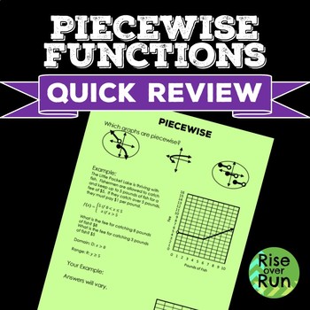 Preview of Piecewise Functions Quick Review Assessment, FREE