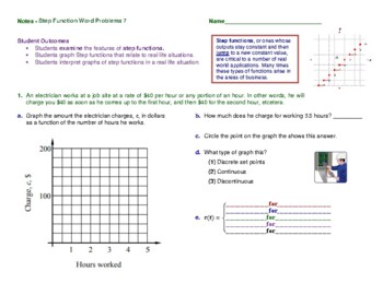 Preview of Piecewise Functions: Step Function Word Problems - Interactive Guided Notes