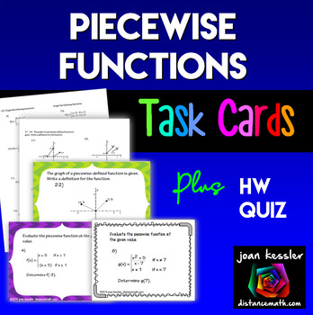 Preview of Piecewise Functions Task Cards plus HW