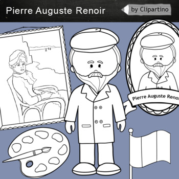 Preview of Pierre Auguste Renoir clipart BW - Artists Clip Art