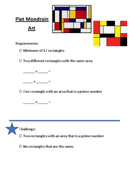 Preview of Piet Mondrain Math Art (IM Grade 4 Math TM - Unit 1, Lesson 8)