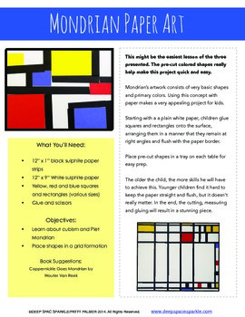 Piet Mondrian Art Lessons by Deep Space Sparkle | TpT