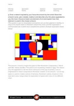 Piet Mondrian Famous Artist Worksheet & Answer Guide - Art History