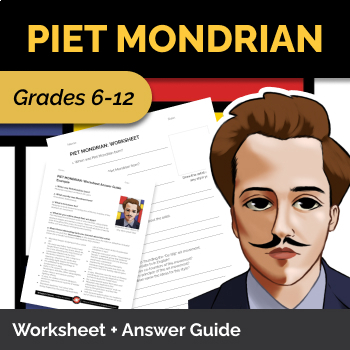 Preview of Piet Mondrian Famous Artist Worksheet & Answer Guide - Art History
