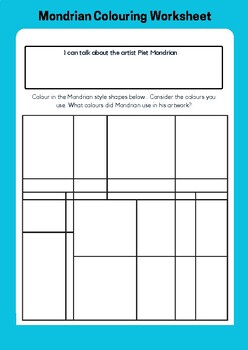 Piet Mondrian Colouring Worksheet by Tracey Price | TPT
