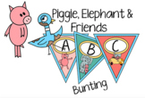 Pig, Elephant and Friends Bunting- Room Decor