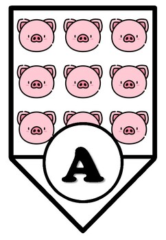 Preview of Pig Faces Pennant Letter Banner, Alphabet Posters, Three Little Pigs Class Decor