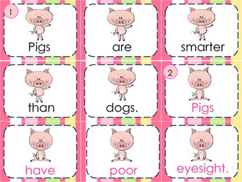 Pig Facts- Sentence Scramble by Shirley Anderson | TpT