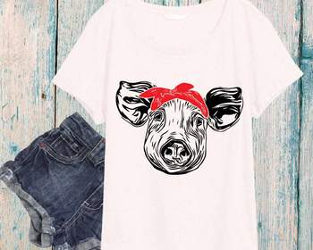 Download Pig Head Whit Bandana Svg Cut Layer Feet Pigs Western Farm 899s By Hamhamart PSD Mockup Templates