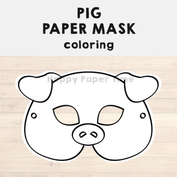 Pig Paper Mask Printable Farm Animal Coloring Craft Activity Costume