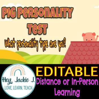 Preview of Pig Personality Test Fun Activity Upper Elementary Middle High School Editable