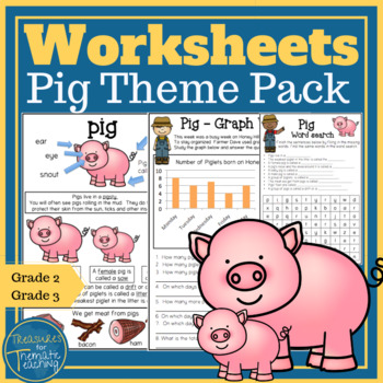 Preview of Farm Animals Theme Worksheets Pig Pack