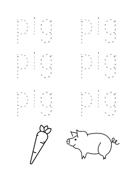 Preview of Pig - Writing Practice - Dot-to-Dot Coloring Page