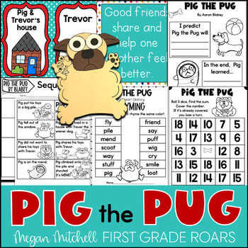 Preview of Pig the Pug Mini Unit Activities Book Companion Reading Comprehension & Craft