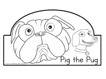 Preview of Pig the Pug hat crown headband and coloring pages
