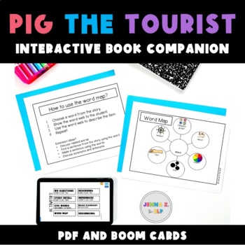 Preview of Pig the tourist book companion (Printable PDF and Boom Cards)