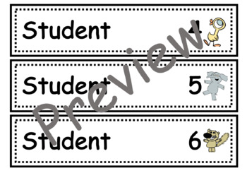 Preview of Piggie&Elephant Cart Labels Students/Supplies