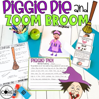 Preview of Piggie Pie & Zoom Broom Read Aloud - Halloween Activities, Reading Comprehension