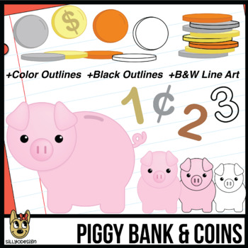 piggy bank clip art black and white