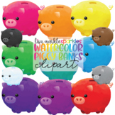 Piggy Bank Clipart Rainbow Watercolor - Money Clipart
