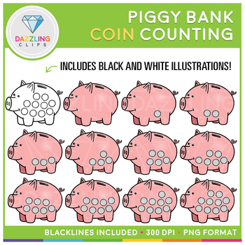 Preview of Piggy Bank Coin Counting Clip Art
