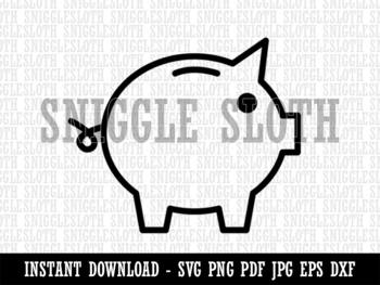 Preview of Piggy Bank Outline Clipart Instant Digital Download SVG EPS PNG PDF AI DXF JPG