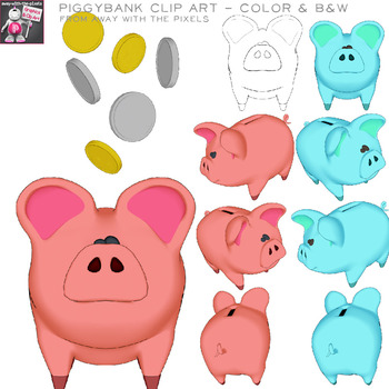 piggy bank clip art black and white